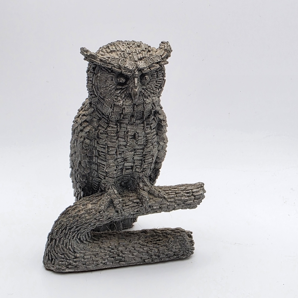Vintage Owl Figurine Honeywell by Hudson Pewter Cottagecore Accent